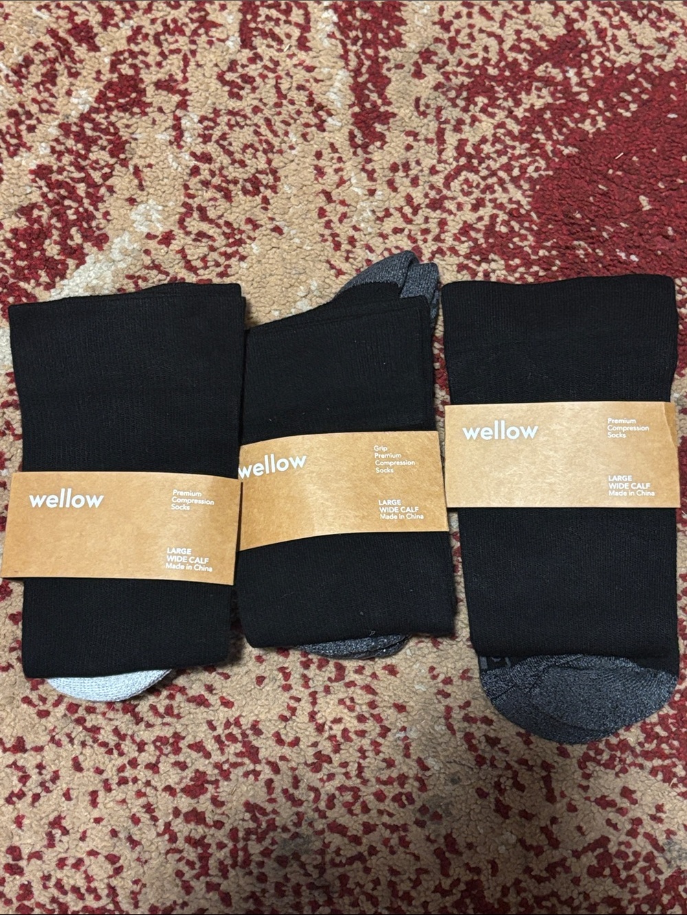 Wellow Large Wide Calf Premium Compression Socks 3 Pair